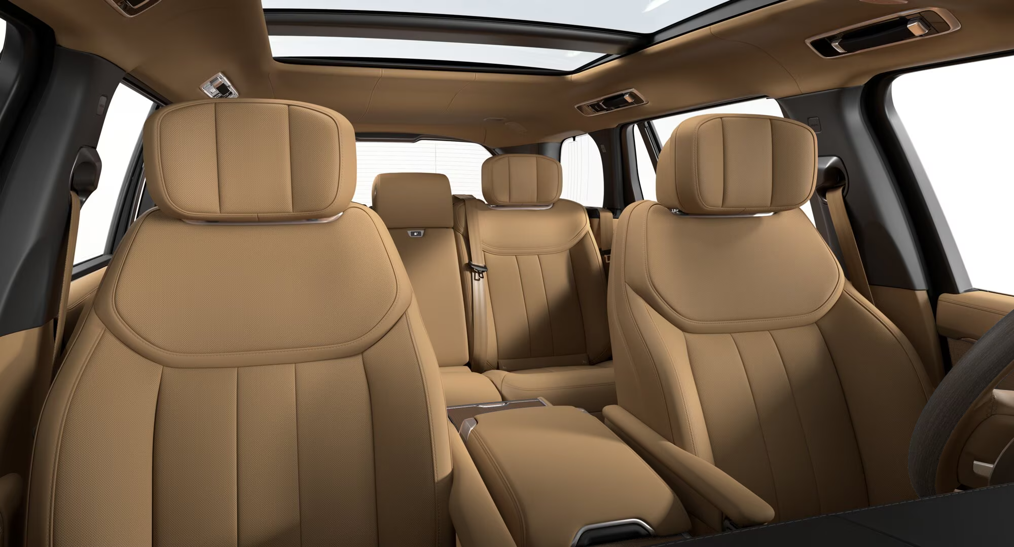 Range Rover luxury leather seats and panoramic sunroof.
