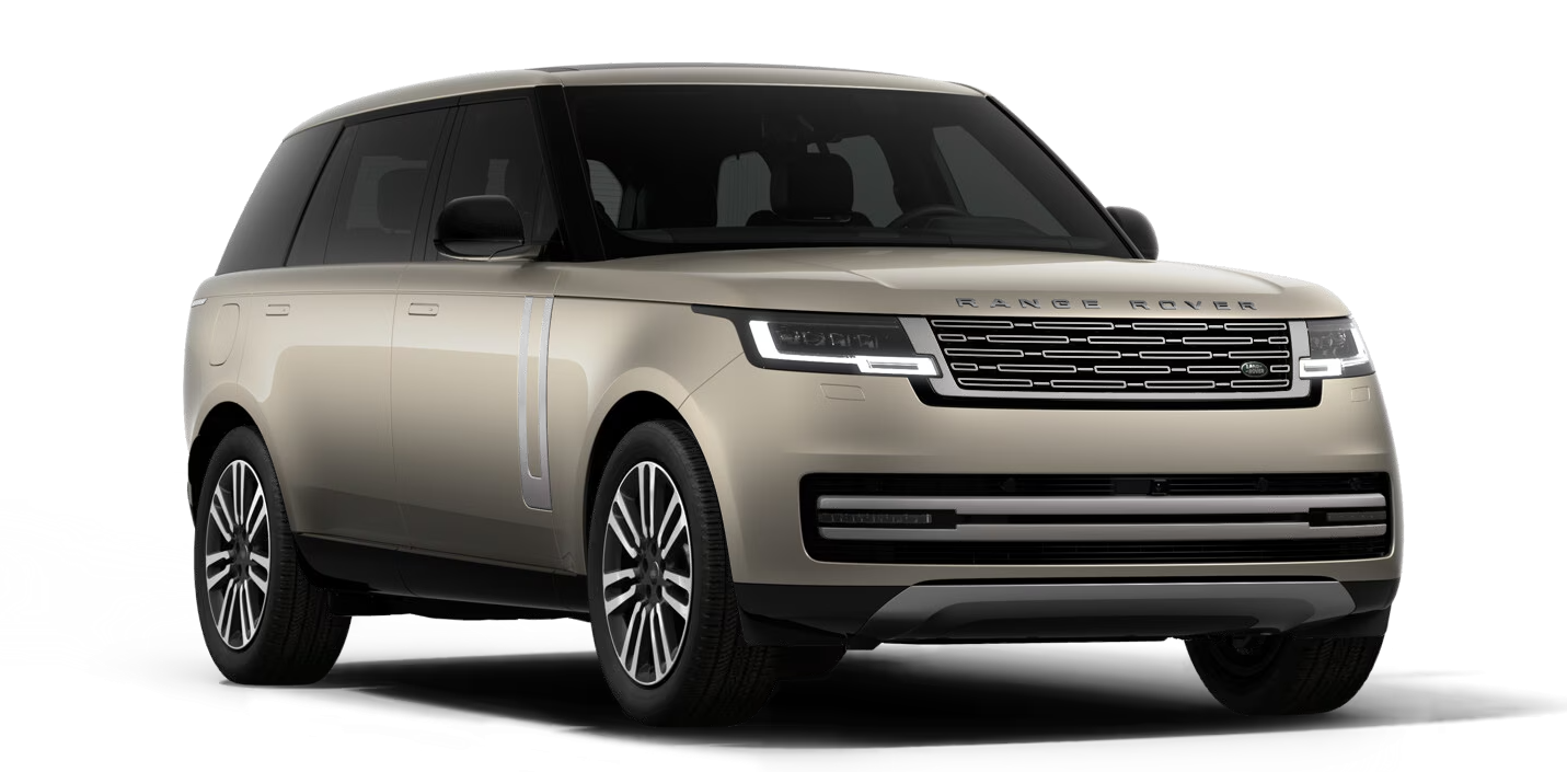 Range Rover luxury SUV in beige with signature grille and premium modern exterior styling.