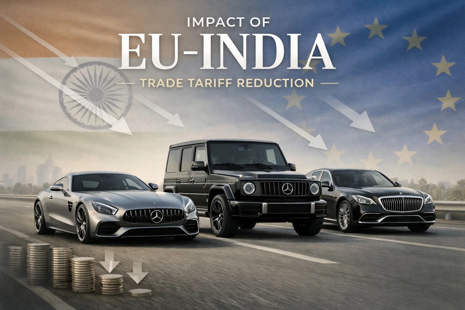 Read more about the article India-EU FTA Impact on Mercedes Cars for Indian Buyers: Models Affected, Pricing, and Key Insights